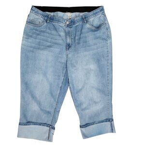 Catherines Jeans Womens‎ Plus Size 16W Blue Denim Comfort Waist Cropped